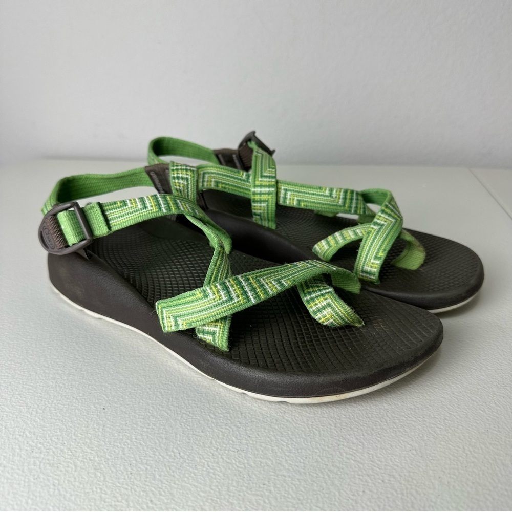 Chaco Green White Brown Strappy Sandals Size 11